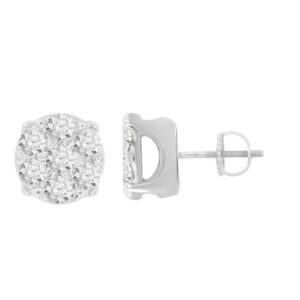LADIES EARRINGS 0.25CT ROUND DIAMOND STERLING SILVER/WHITE GOLD