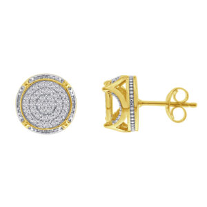 LADIES STUD EARRINGS 0.33CT ROUND DIAMOND 10K YELLOW GOLD