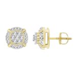 LADIES EARRINGS 0.25CT ROUND DIAMOND 10K YELLOW GOLD