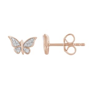 LADIES EARRINGS 0.05CT ROUND DIAMOND 10K ROSE GOLD