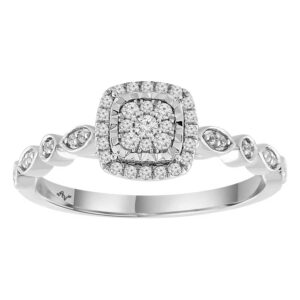 LADIES RING 0.20CT ROUND DIAMOND 10K WHITE GOLD