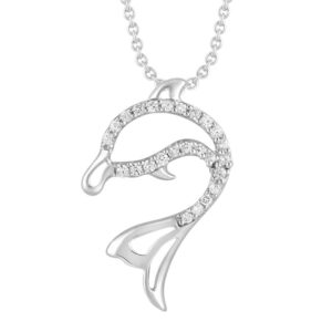 LADIES PENDANT WITH CHAIN 0.10CT ROUND DIAMOND 10K WHITE GOLD