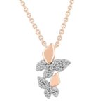LADIES NECKLACE 0.15CT ROUND DIAMOND 10K WHITE/ROSE GOLD