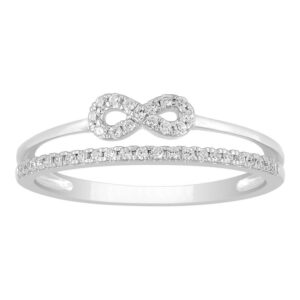 LADIES RING 0.15CT ROUND DIAMOND 10K WHITE GOLD