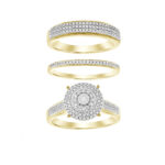 LADIES TRIO SET 0.50CT ROUND DIAMOND 10K YELLOW GOLD
