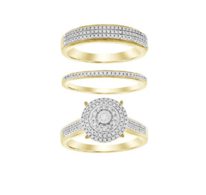 LADIES TRIO SET 0.50CT ROUND DIAMOND 10K YELLOW GOLD