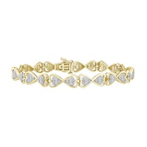 LADIES BRACELET 1.00CT ROUND/BAGUETTE DIAMOND 10K YELLOW GOLD