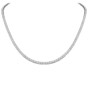 LADIES NECKLACE 8.00CT ROUND DIAMOND 10K WHITE GOLD