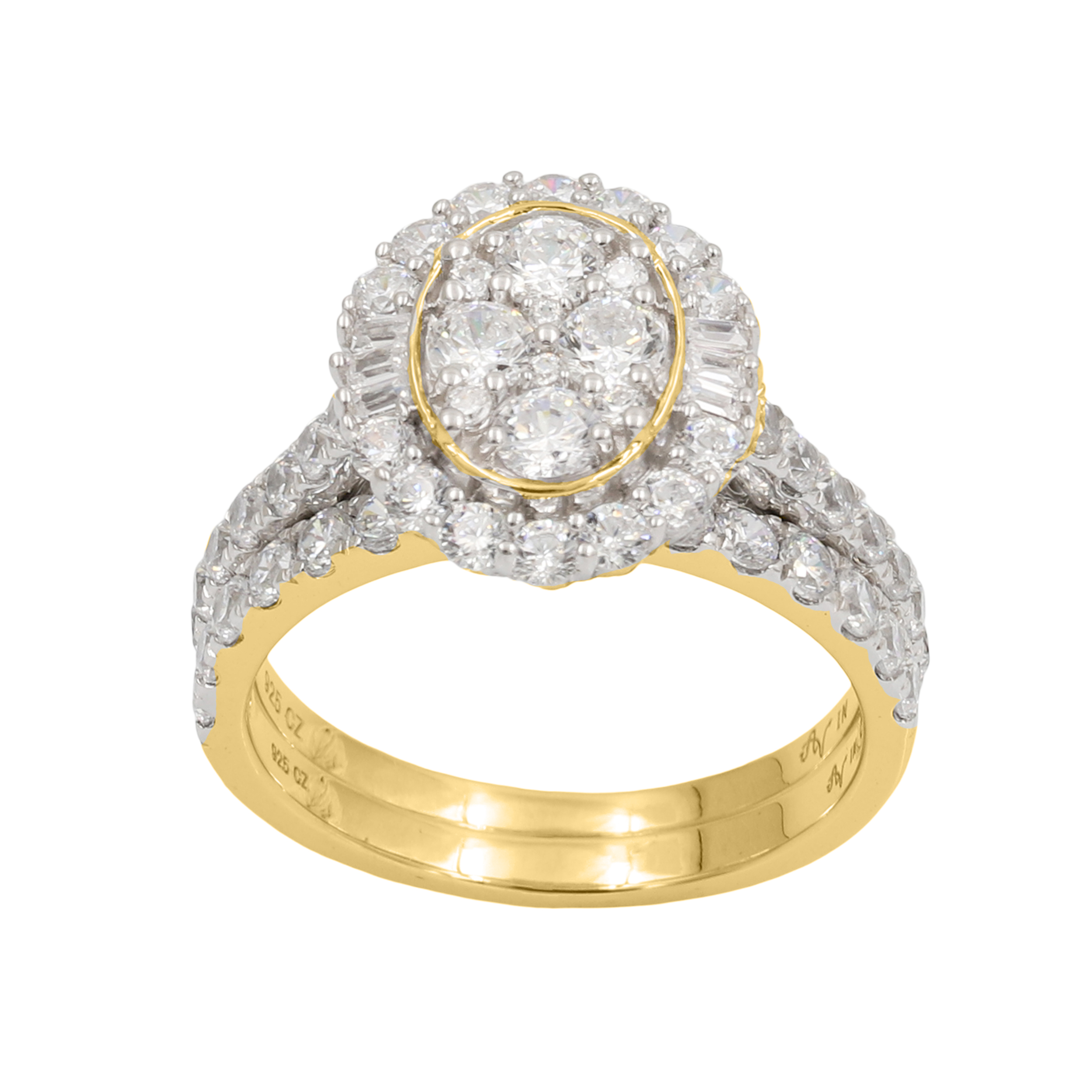 287703Y.jpg LADIES BRIDAL SET 1.75CT ROUND/BAGUETTE DIAMOND 14K YELLOW GOLD - Image 1