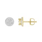 LADIES  EARRINGS 0.33CT ROUND/BAGUETTE DIAMOND 10K YELLOW GOLD