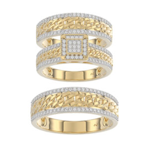 LADIES TRIOS SET 0.50CT ROUND DIAMOND 10K YELLOW GOLD