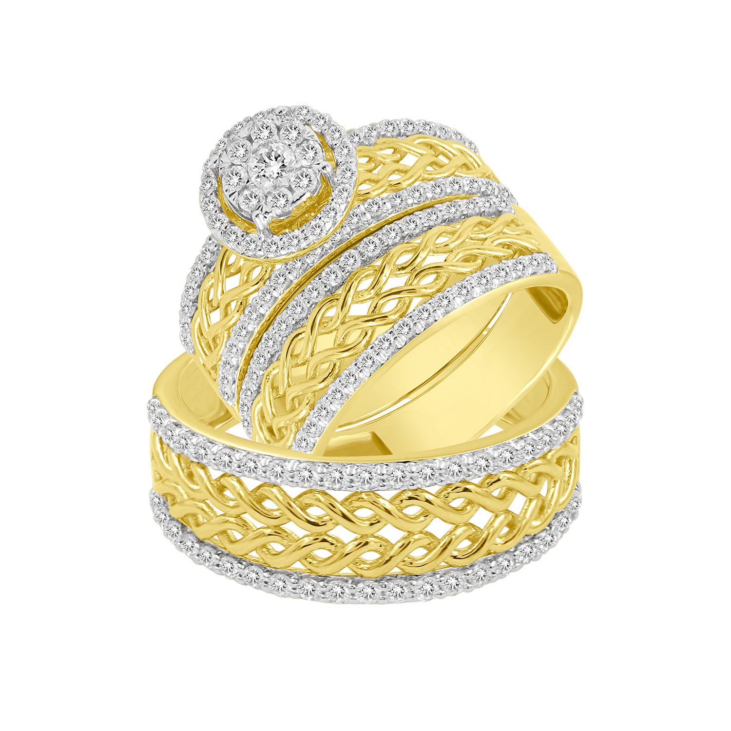305193Y.jpg LADIES TRIO SET 1.50CT ROUND DIAMOND 10K YELLOW GOLD - Image 1