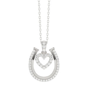 LADIES PENDANT WITH CHAIN 0.25CT ROUND DIAMOND 14K WHITE GOLD