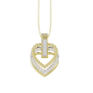 LADIES PENDANT WITH CHAIN 0.15CT ROUND DIAMOND 14K YELLOW GOLD