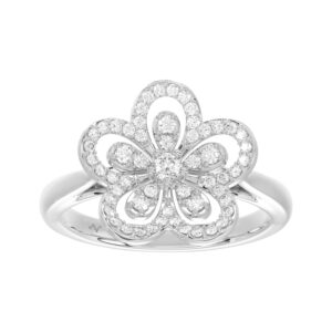 LADIES RING 0.33CT ROUND DIAMOND 14K WHITE GOLD