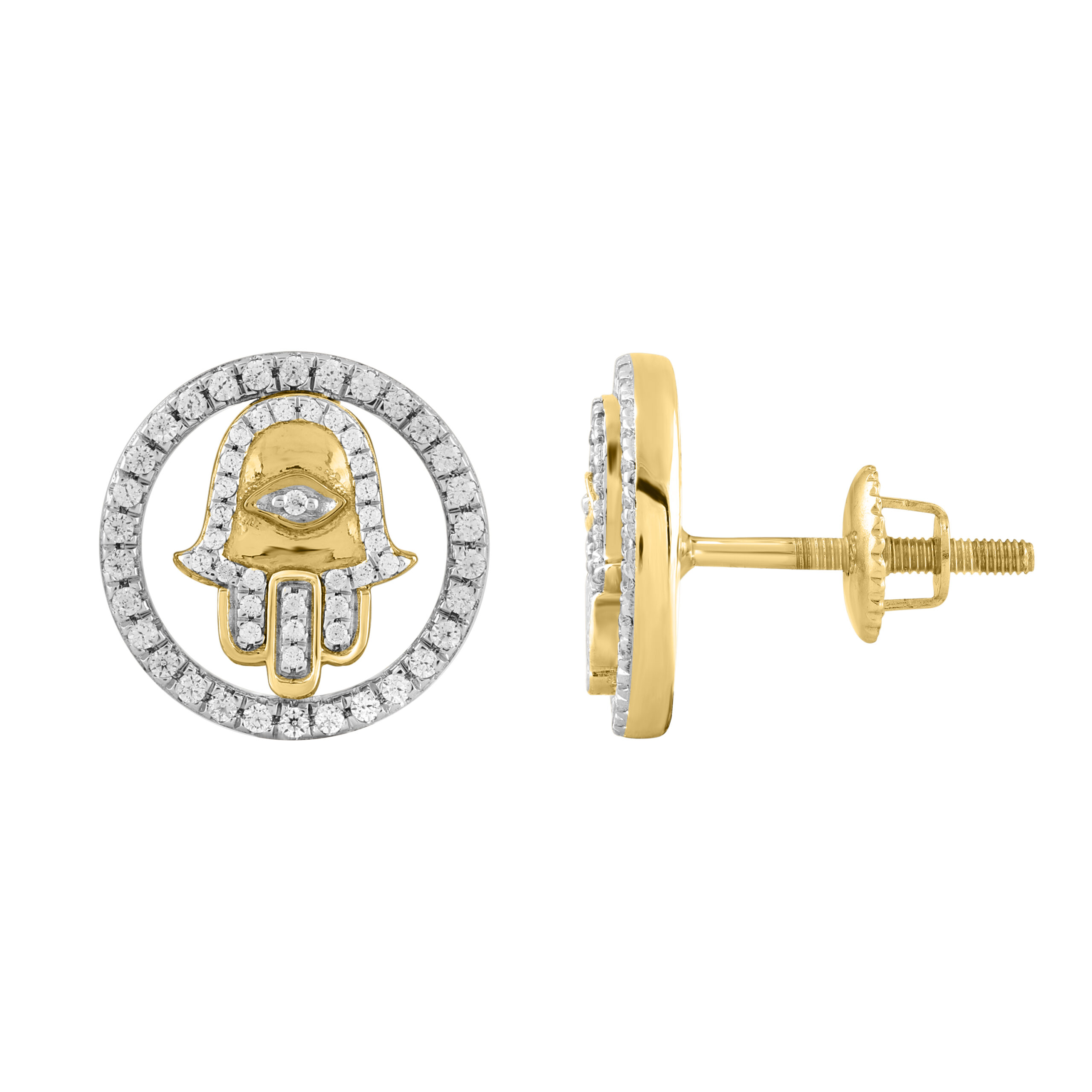 323178Y.jpg LADIES EARRINGS 0.25CT ROUND DIAMOND 14K YELLOW GOLD - Image 1