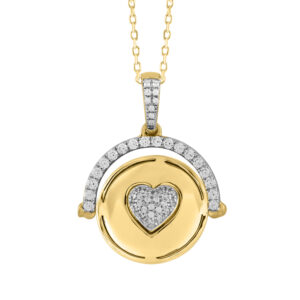 LADIES PENDANT WITH CHAIN 0.25CT ROUND DIAMOND 14K YELLOW GOLD