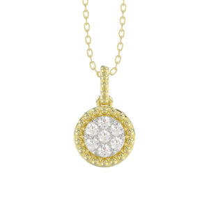 LADIES PENDANT WITH CHAIN 0.10CT ROUND DIAMOND 14K YELLOW GOLD
