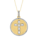 MEN'S CHARM PENDANT 0.50CT ROUND DIAMOND 10K YELLOW GOLD