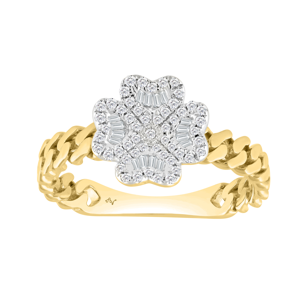 338830Y.jpg LADIES RING 0.25CT ROUND/BAGUETTE DIAMOND 14K YELLOW GOLD - Image 1