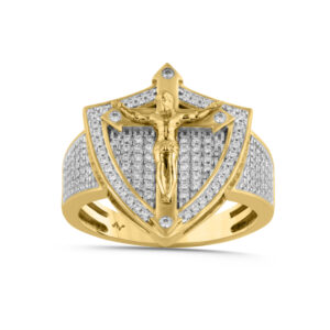 MEN'S RING 0.50CT ROUND DIAMOND 10K YELLOW GOLD