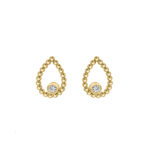 LADIES EARRINGS 0.10CT ROUND DIAMOND 10K YELLOW GOLD