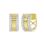 LADIES HOOP EARRINGS 0.25CT ROUND DIAMOND 10K YELLOW GOLD
