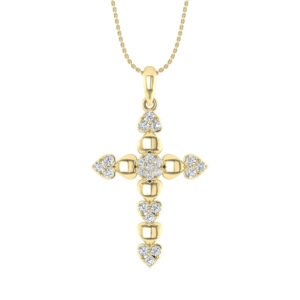 LADIES PENDANT WITH CHAIN 0.25CT ROUND DIAMOND 10K YELLOW GOLD