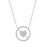 10K WHITE GOLD LADIES HEART AND ARROW PENDANT  0.15CT ROUND NATURAL DIAMOND, WITH CHAIN