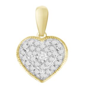 LADIES HEART PENDANT WITH CHAIN 0.10CT ROUND DIAMOND 10K YELLOW GOLD
