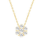 LADIES PENDANT WITH CHAIN 0.50CT ROUND DIAMOND 14K YELLOW GOLD