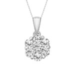 LADIES  PENDANT WITH CHAIN 0.25CT ROUND DIAMOND 14K WHITE GOLD