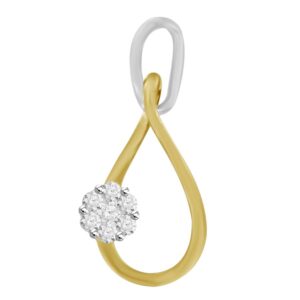 LADIES PENDANT WITH CHAIN 0.15CT ROUND DIAMOND 10K WHITE/YELLOW GOLD