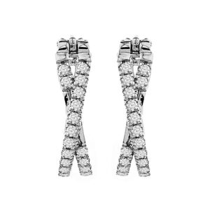 HOOP EARRINGS 0.50CT ROUND DIAMOND 10K WHITE GOLD
