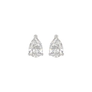 LADIES SOLITAIRE EARRINGS 1 1/2CT PEAR DIAMOND 14K WHITE GOLD