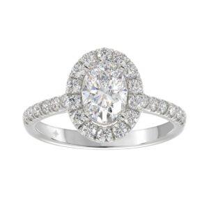 LADIES RING 1 1/2CT ROUND/OVAL DIAMOND 14K WHITE GOLD (CENTER STONE OVAL DIAMOND 1CT)