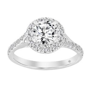 LADIES RING 1 1/2CT ROUND DIAMOND 14K WHITE GOLD (CENTER STONE ROUND DIAMOND 1CT)