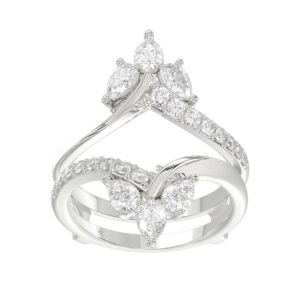 14K WHITE GOLD 1 1/4CT ROUND/PEAR DIAMOND LADIES WRAP RING