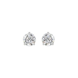 LADIES SOLITAIRE EARRINGS 1 1/2CT ROUND DIAMOND 14K WHITE GOLD