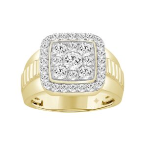 MEN'S RING 1 3/4CT ROUND DIAMOND 10K YELLOW GOLD