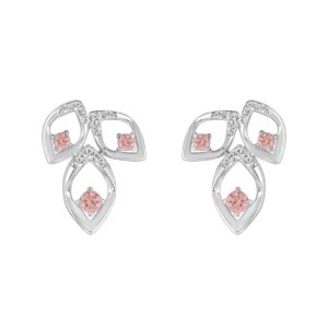 LADIES EARRINGS 1/2CT ROUND DIAMOND 14K WHITE GOLD (CENTER STONE ROUND DIAMOND 1/3CT )
