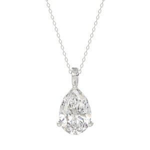 LADIES SOLITAIRE PENDANT 4CT PEAR DIAMOND 14K WHITE GOLD
