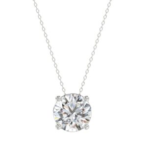 LADIES SOLITAIRE PENDANT WITH UNDER-PASS CHAIN 2 1/2CT ROUND DIAMOND 14K WHITE GOLD