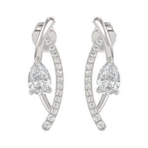 14K WHITE GOLD 1.00CT ROUND/PEAR DIAMOND LADIES EARRINGS
