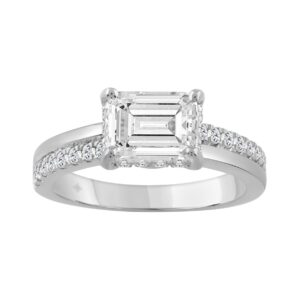 14K WHITE GOLD 2 1/3CT ROUND/EMERALD DIAMOND LADIES RING (CENTER STONE EMERALD DIAMOND 2.00CT)