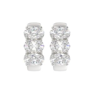 14K WHITE GOLD 3.00CT OVAL DIAMOND LADIES HOOPS EARRINGS