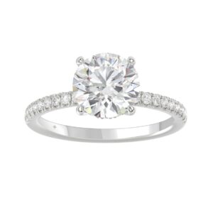 14K WHITE GOLD 2 1/4CT ROUND DIAMOND LADIES RING (CENTER STONE ROUND DIAMOND 2CT)