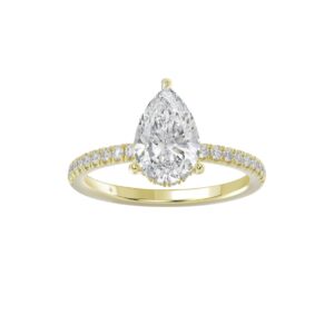 14K YELLOW GOLD 2 3/4CT ROUND/PEAR DIAMOND LADIES RING (CENTER STONE PEAR DIAMOND 2CT)