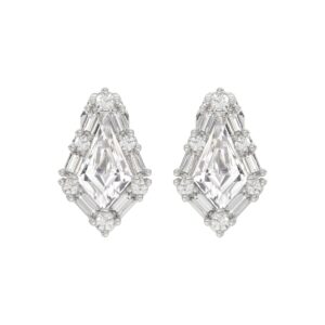 14K WHITE GOLD 1 1/4CT ROUND/BAGUETTE/KITE DIAMOND LADIES EARRINGS