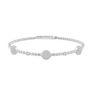 9K WHITE GOLD 5/8CT ROUND DIAMOND LADIES BANGLE